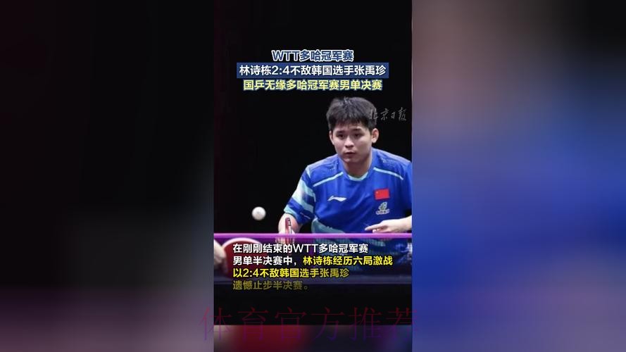 世乒联冠军赛多哈站男单半决赛:林诗栋VS张禹珍 集锦 世乒联冠军赛多哈站男单半决赛:林诗栋VS张禹珍 集锦